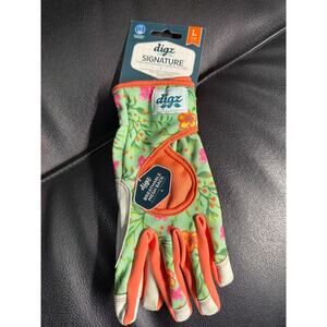 Digz Signature Garden Gloves Womens Large L Touchscreen Comp Mesh Back Orange